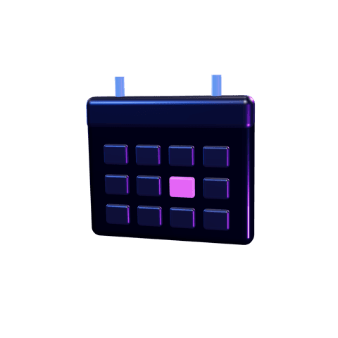 3D render of a calendar with one highlighted day