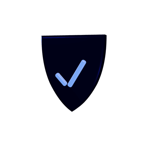 3D render of a shield with a check mark